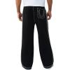 True Religion Men’s Baggy Super T Sweatpant – Signature Big T Stitching, Horseshoe Detail, Branded Patch(Jet Black)