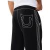 True Religion Men’s Baggy Super T Sweatpant – Signature Big T Stitching, Horseshoe Detail, Branded Patch(Jet Black)