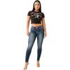True Religion Women’s Short Sleeve Baby Tee – Classic Crew Neck T-Shirt(Jet Black)