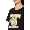 True Religion Women’s TR Crystal Short Sleeve Baby Tee – Embellished Crew Neck T-Shirt(Jet Black)