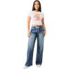 True Religion Women’s TR Crystal Short Sleeve Baby Tee – Embellished Crew Neck T-Shirt(Optic White)