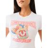 True Religion Women’s TR Crystal Short Sleeve Baby Tee – Embellished Crew Neck T-Shirt(Optic White)