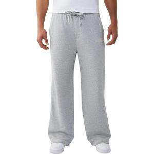 True Religion Men’s Baggy Super T Sweatpant – Signature Big T Stitching, Horseshoe Detail, Branded Patch(Heather Grey)