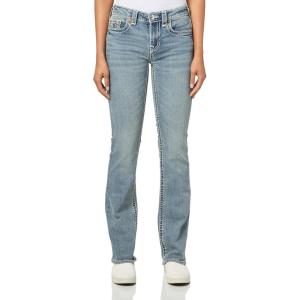 True Religion Women’s Billie Mid Rise Straight Jeans with Super T Stitching(Penelope)