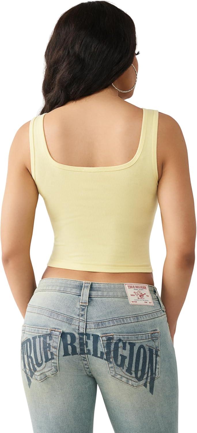 imageTrue Religion Womens Printed Rib Tank TopLemon