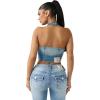 True Religion Denim Scoop Neck Vest for Women – Cropped Corset-Style Top with Horseshoe Detail & Copper Hardware