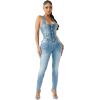 True Religion Denim Scoop Neck Vest for Women – Cropped Corset-Style Top with Horseshoe Detail & Copper Hardware