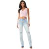 True Religion Women’s Applique Lace Up Rib Tank – Ribbed Stretch Knit(Cherry Blossom)