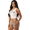 True Religion Women’s Applique Lace Up Rib Tank – Ribbed Stretch Knit(Winter White)