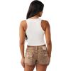 True Religion Women’s Applique Lace Up Rib Tank – Ribbed Stretch Knit(Winter White)