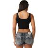True Religion Women’s Crystal Bandanna Rib Tank – Ribbed Stretch Knit, Scoop Neck, Crystal Detailing(Jet Black)