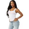 True Religion Women’s Crystal Square Neck Rib Tank(Optic White)