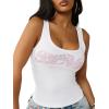 True Religion Women’s Crystal Square Neck Rib Tank(Optic White)