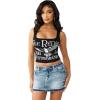 True Religion Women’s Printed Rib Tank Top(Jet Black)