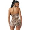 True Religion Women’s Scoop Neck Halter Corset Top – Denim Halter, Self-Tie Halter Style – Leopard, XX-Large