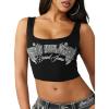 True Religion Women’s Crystal Bandanna Rib Tank – Ribbed Stretch Knit, Scoop Neck, Crystal Detailing(Jet Black)