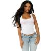 True Religion Women’s Crystal Square Neck Rib Tank(Optic White)