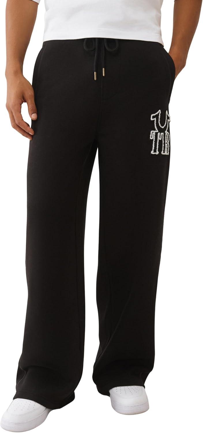 imageTrue Religion Mens Rib Stitch Dept Baggy Sweatpants Comfortable amp Warm Jogger Pants with Soft FitJet Black