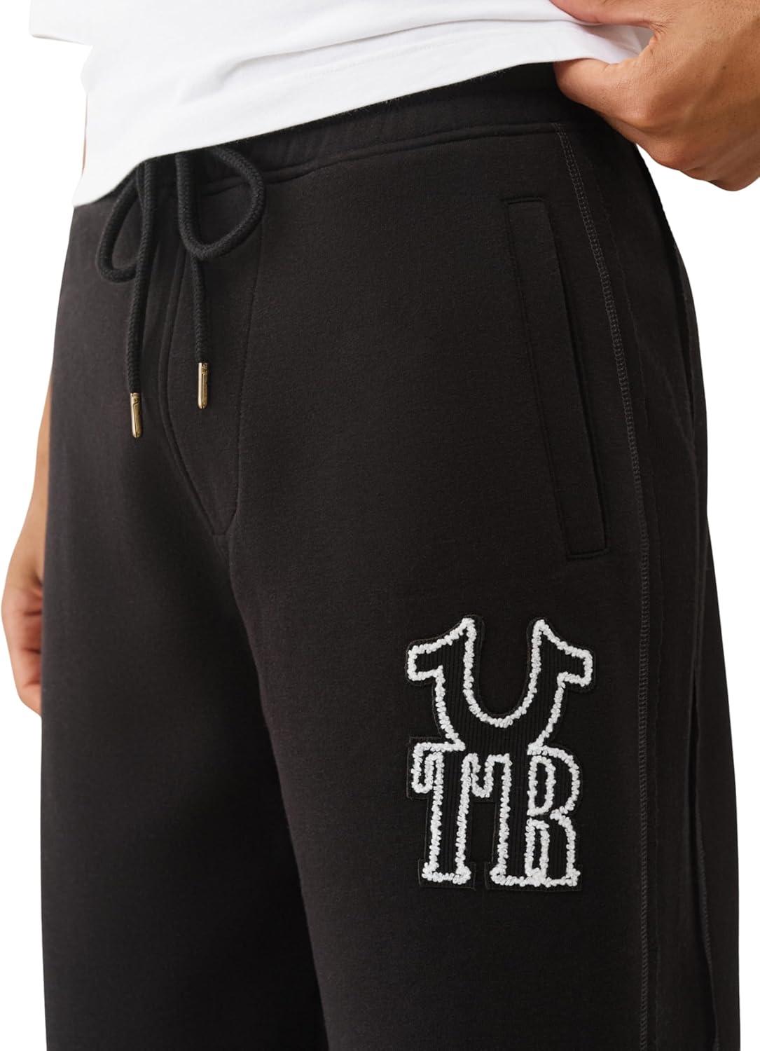 imageTrue Religion Mens Rib Stitch Dept Baggy Sweatpants Comfortable amp Warm Jogger Pants with Soft FitJet Black