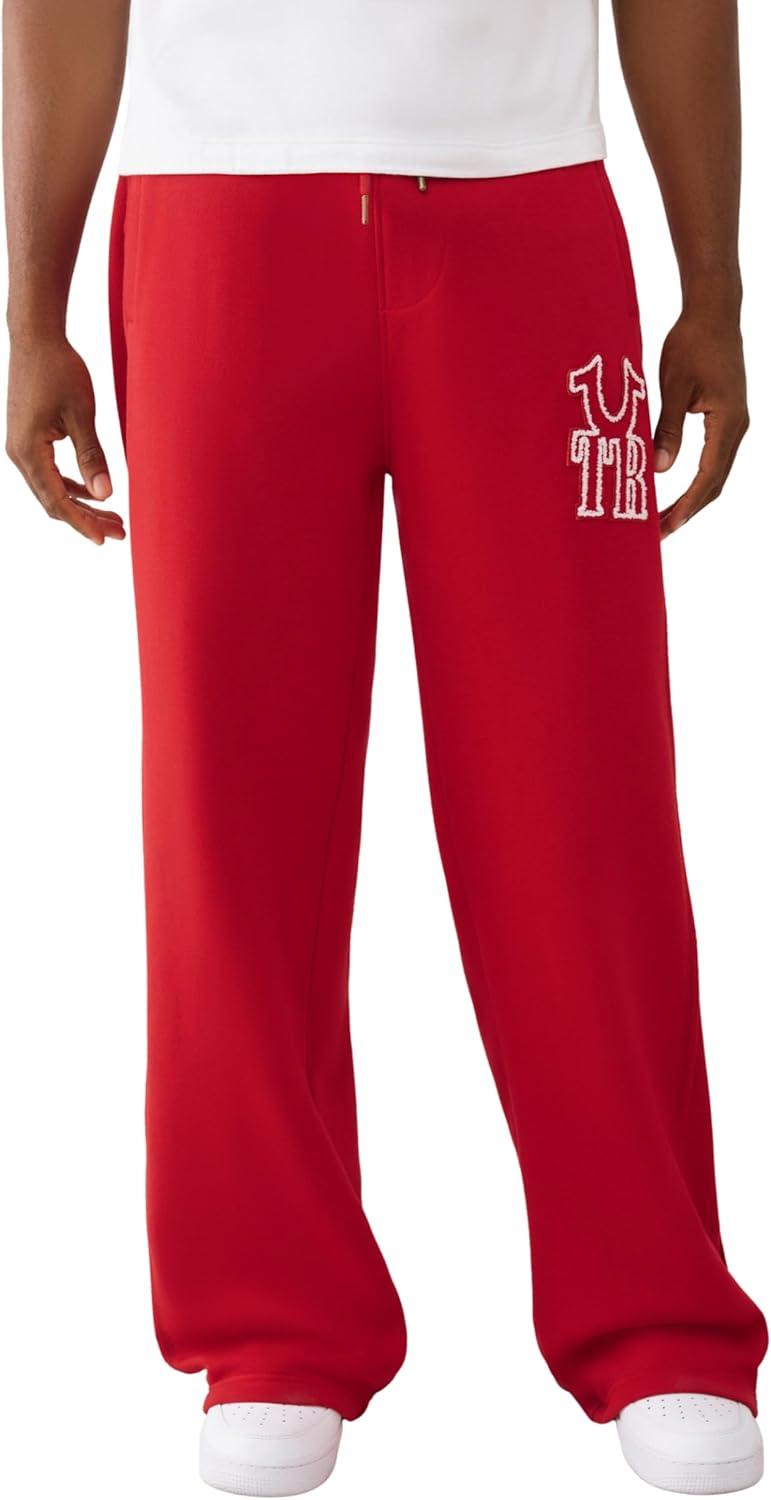 imageTrue Religion Mens Rib Stitch Dept Baggy Sweatpants Comfortable amp Warm Jogger Pants with Soft FitTrv Red
