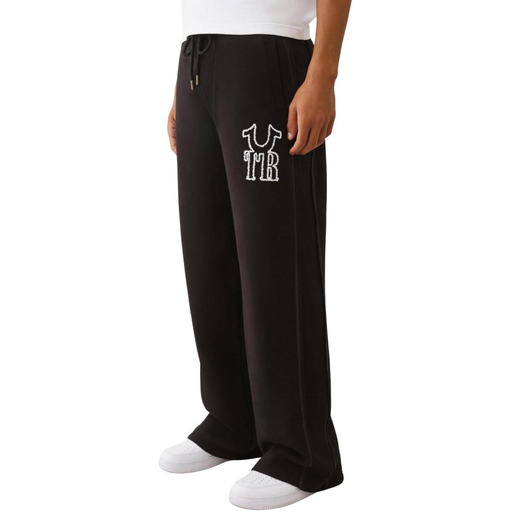 imageTrue Religion Mens Rib Stitch Dept Baggy Sweatpants Comfortable amp Warm Jogger Pants with Soft FitJet Black