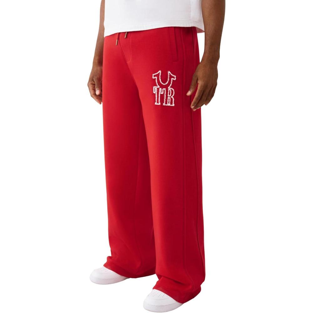 imageTrue Religion Mens Rib Stitch Dept Baggy Sweatpants Comfortable amp Warm Jogger Pants with Soft FitTrv Red
