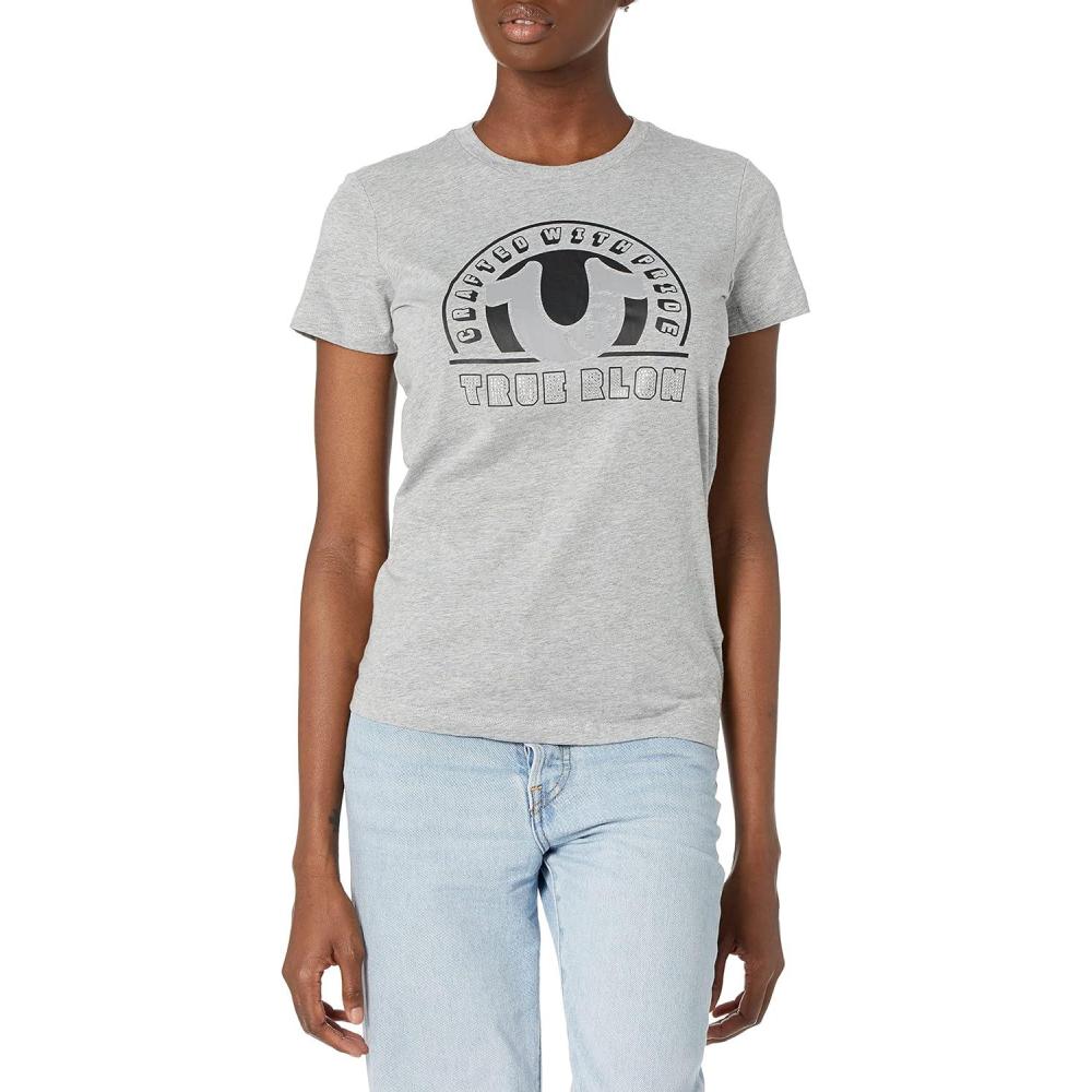 imageTrue Religion Womens Horseshoe Crew Neck TeeHeather Grey