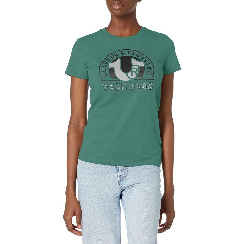 imageTrue Religion Womens Horseshoe Crew Neck TeeSage Brush