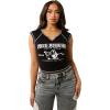 True Religion Women’s SRS Contrast Stitch Rib Notched Tee | Womens Tops | T Shirts for Women | Graphic Tees for Women(Jet Black)