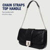 True Religion Shoulder Bag, Quilted Flap Purse with Logo Clasp, Gold Chain Straps and Matching Mini Bag, Black