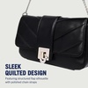 True Religion Shoulder Bag, Quilted Flap Purse with Logo Clasp, Gold Chain Straps and Matching Mini Bag, Black