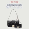 True Religion Shoulder Bag, Quilted Flap Purse with Logo Clasp, Gold Chain Straps and Matching Mini Bag, Black