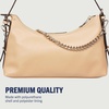True Religion Shoulder Bag, Smooth Belted Purse with Chain Handle, Adjustable Strap and Gold Hardware(Camel)
