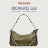True Religion Shoulder Bag, Smooth Belted Purse with Chain Handle, Adjustable Strap and Gold Hardware(Olive)
