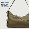 True Religion Shoulder Bag, Smooth Belted Purse with Chain Handle, Adjustable Strap and Gold Hardware(Olive)