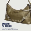 True Religion Shoulder Bag, Smooth Belted Purse with Chain Handle, Adjustable Strap and Gold Hardware(Olive)