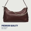 True Religion Shoulder Bag, Smooth Belted Purse with Chain Handle, Adjustable Strap and Gold Hardware(Wine)