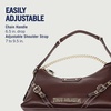 True Religion Shoulder Bag, Smooth Belted Purse with Chain Handle, Adjustable Strap and Gold Hardware(Wine)