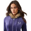 True Religion Women’s Velour Crystal Shrunken Zip Hoodie | Hoodies for Women | Zip Up Hoodie Women | Cropped Hoodie(Astral Aura)