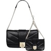 True Religion Shoulder Bag, Quilted Flap Purse with Logo Clasp, Gold Chain Straps and Matching Mini Bag, Black