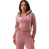 True Religion Women’s Velour Crystal Shrunken Zip Hoodie | Hoodies for Women | Zip Up Hoodie Women | Cropped Hoodie(Nostalgia Rose)