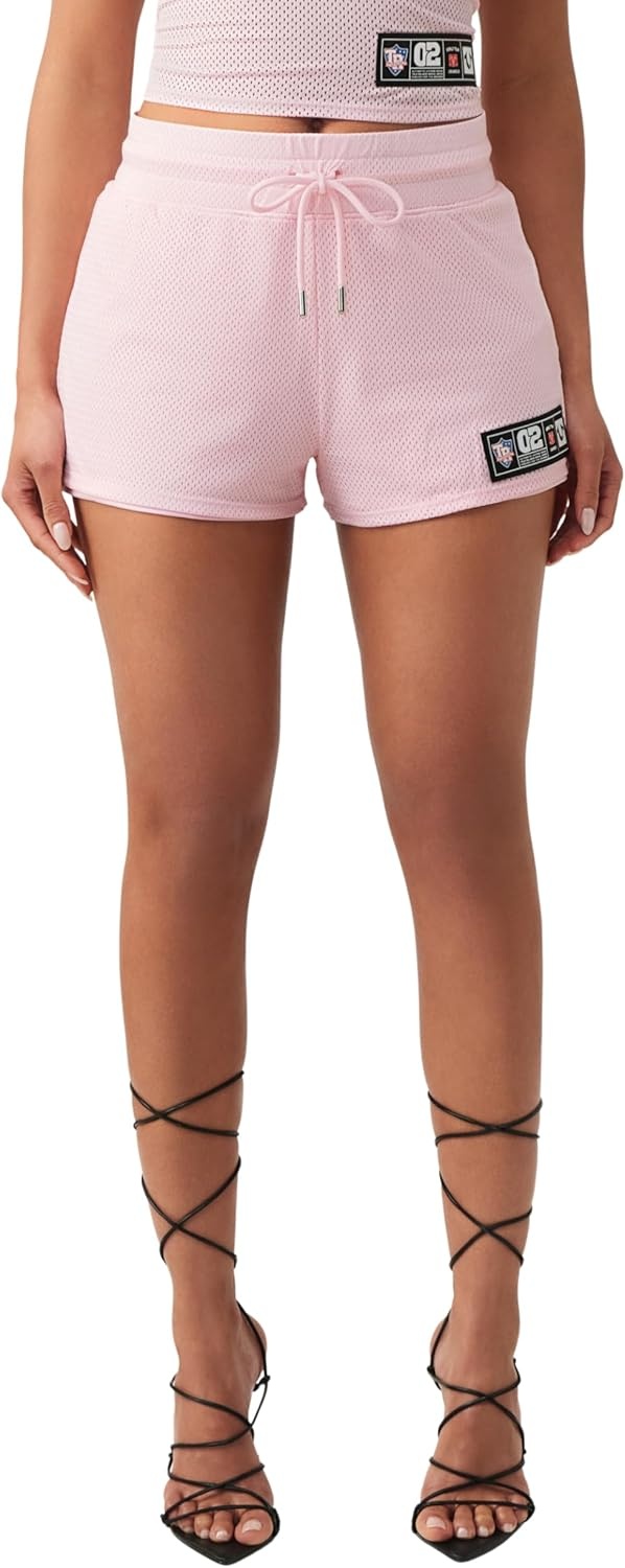 image:imageTrue Religion Womens Sporty Mesh Shorts Polyester Blend Comfortable Fit Soft FeelOrchid Pink