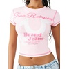 True Religion Women’s Cap Sleeve Baby Tee – Soft Cotton Blend T Shirt, Stretch Fabric, Flattering Fit(Orchid Pink)