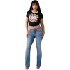 True Religion Women’s Crystal Heritage Baby Tee – Soft Cotton T Shirt, Comfortable Fit, Flattering Style(Jet Black)