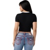 True Religion Women’s Crystal Heritage Baby Tee – Soft Cotton T Shirt, Comfortable Fit, Flattering Style(Jet Black)