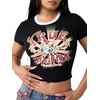 True Religion Women’s Crystal Heritage Baby Tee – Soft Cotton T Shirt, Comfortable Fit, Flattering Style(Jet Black)
