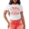 True Religion Women’s Crystal Heritage Baby Tee – Soft Cotton T Shirt, Comfortable Fit, Flattering Style(Optic White)