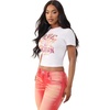 True Religion Women’s Crystal Heritage Baby Tee – Soft Cotton T Shirt, Comfortable Fit, Flattering Style(Optic White)