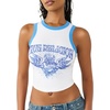 True Religion Women’s Crystal Ringer Racer Tank Top – Cotton Stretch Fabric, Sleeveless Design, Flattering Fit(Optic White)