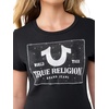True Religion Women’s Crystal Trt Classic Crew Neck – Soft Cotton Blend, Comfortable Fit, Flattering Style(Jet Black)